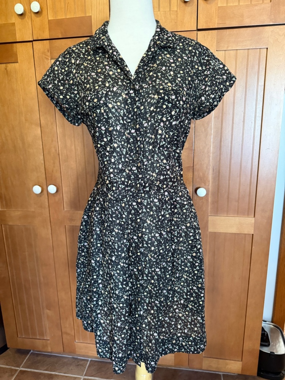 rag & bone Black Floral Button-Down Midi Dress
